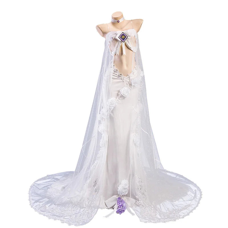 IN STOCK UWOWO Musashii Cosplay Game Azur Lanee Musashii Oath Dress 'Purest Wisteria' Bride Cosplay Costume Halloween Costume