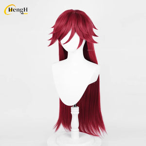 In Stock Anime Grell Sutcliff Synthetic Hair Unisex 90cm Rose Red Wig Heat Resistant Hair Halloween Cosplay Anime Wigs + Wig Cap