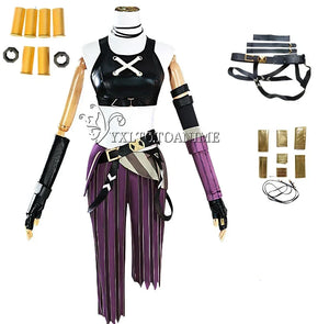 in stock Asian size LOL Jinx Cosplay Costume Anime LOL Arcane Jinx Cosplay outfit  Halloween Suit Costume jinx  wigs shoes