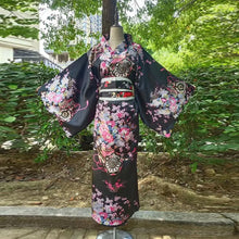 Load image into Gallery viewer, Cosplay Costume Traditional Japanese Kimono Japanese Style Printed Floral Sakura Girl Kimono Dress Elegance Asian
