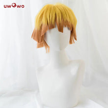 Load image into Gallery viewer, UWOWO Zenitsuu Cosplay Wig 25cm Short Yellow Orange Gradient Demonn Slaying Hair
