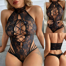 Load image into Gallery viewer, Hot Lingerie Sexy Lace Bodysuit Women Transparent Sexy Lingerie See Through Black Tights Fitness Sissy Crotchless Erotic Body

