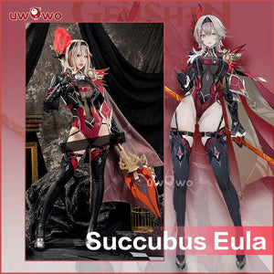 In Stock UWOWO Exclusive Succubus Eula Cosplay Genshin Impact Cosplay Succubus Ver. Halloween Costumes Size S-3XL Game Outfit