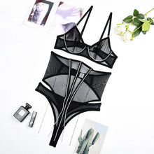 Load image into Gallery viewer, Ellolace Rhinestone Lingerie With Waistband Sheer Lace Sensual Underwear Glitter Tassels Naked Women Uncensored Sexy Intimate
