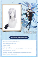 Load image into Gallery viewer, UWOWO Genshin Impact Shenhe Cosplay Wig 100CM Sliver-Grey Long Hair Game Liyue Cryo Shen He Character Halloween Wigs
