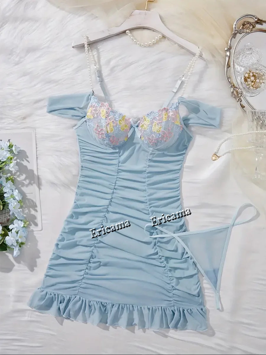 Sexy Lingerie Set Fancy Lingeries Sexy Hot Halter Bra See Through Outfit Ensemble Attractive Chest Suspenders Underwear