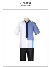 Load image into Gallery viewer, Anime Link Click Lucas Cosplay Costume White Short Wig Lu Guang Blue Shirt Pant Hat Full Set Daily Clothing Halloween

