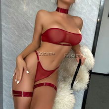 Load image into Gallery viewer, Sexy Lace Hollow Out Push Up Bra and Panty Set G-string Garter Belt Set Lenceria Women&#39;s Lingerie Set Erotic Underwear Costumes
