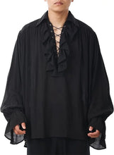 Load image into Gallery viewer, Medieval Halloween Costumes Autumn Casual Shirts Steampunk Cosplay Bandage Long Sleeve Ruffled Shirt Gothic Blouse Tops
