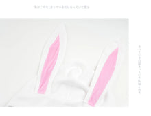 Load image into Gallery viewer, Anime Bunny Girl Cosplay Costumes Women Kawaii White Plush Hooded Bodysuit Cute Rabbit Ears Pajamas Sexy Shoulder Hoodies Dress
