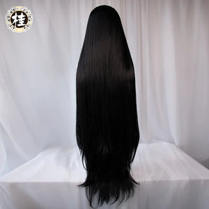 UWOWO Anime Overlord Albedo Cosplay Wig Cosplay Costume Wigs 120cm Deep Purple Black Long Hair Halloween Cosplay Wigs