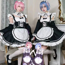 Load image into Gallery viewer, Ram Rem Lolita Maid Cosplay Costumes Wig Pecula Vestido Anime Re:zero Kara Hajimeru Isekai Seikatsu Cosplay Halloween Maid Dress
