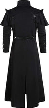 Load image into Gallery viewer, Men&#39;s Steampunk Gothic Long Trench Coat Jacket Double Breasted Zipper Punk Tops Cosplay Medieval Costume Black
