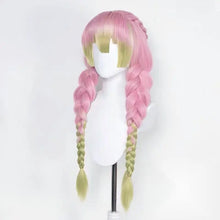 Load image into Gallery viewer, Demon Slayer Kanroji Mitsuri Cosplay Wig Ombre Pink Corn Perm Plait Synthetic Long Braided Wig Anime Coser Cute Girl Wig Party

