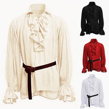 Load image into Gallery viewer, Medieval Halloween Costumes Autumn Casual Shirts Steampunk Cosplay Bandage Long Sleeve Ruffled Shirt Gothic Blouse Tops
