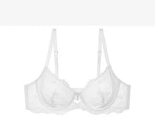 Load image into Gallery viewer, Designer Pure Desire Lingerie French Embroidered Lace Set Minimizing Full Bust Luxury Noir Niche Wedding Gift Unlined Bra Panty
