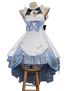 In Stock UWOWO Traveler Lumine Cosplay Maid Costume Game Genshin Impact Cosplay Maid Ver. Lumine Maid Dress Halloween Costumes