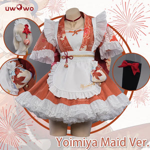 In Stock UWOWO Yoimiya Cosplay Maid Costume S-3XL Genshin Impact Fanart Cosplay Yoimiya Cosplay Yoimiya Maid Dress Halloween Cos