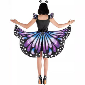 Halloween Cosplay Spinning Butterfly Dress Adult Women's Elegant Sweet Temperament Dresses and Headdress Set Performance Outfit
