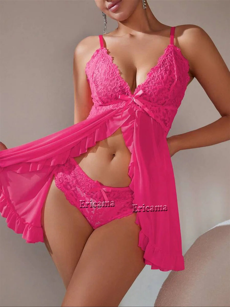 Sexy Pajamas Women's Lace Underwear Lingerie One Piece Fashion Erotic Sexy Bodysuits V-Neck  Home Service