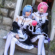 Load image into Gallery viewer, Ram Rem Lolita Maid Cosplay Costumes Wig Pecula Vestido Anime Re:zero Kara Hajimeru Isekai Seikatsu Cosplay Halloween Maid Dress
