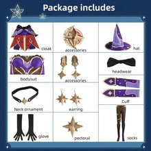 Load image into Gallery viewer, Anime Game Genshin Impact Mona Cosplay Kostum Women&#39;s Halloween Carnival Party Costume Wig Cosplay Uniform Sexy Dress

