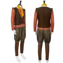 Load image into Gallery viewer, Monster Rumpelstiltskin Cosplay Costume T Shirt Brown Vest Trousers Yellow Scraf Halloween Role Playing King Dwarf Fancy Uniform
