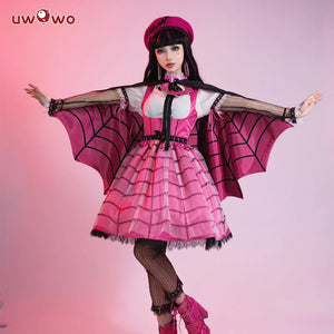 In Stock UWOWO Monster High: Draculaura Cosplay Costume Pink Suit Vampiree Female Little Devil Cosplay Halloween Costumes