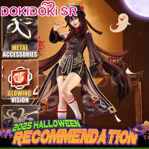 IN STOCK Hutao Cosplay Game Genshin Impact Cosplay【Size S-XXL】DokiDoki-SR HuTao Costume Metal Accessories Halloween Plus Size