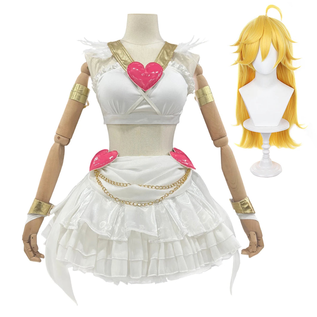 HOLOUN Panty & Stocking with Garterbelt Anime Panty Anarchy Cosplay Costume Wig Top Skirt  Cos Convention Daily Wear Halloween