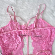 Load image into Gallery viewer, Lingerie Set Backless Women Sheer Floral Lace Strappy Bodysuits Erotic Fancy Sexy Underwear Sexy Flower Jumpsuits Exotic Apparel
