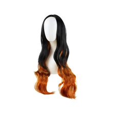 Load image into Gallery viewer, Kamado Nezuko Cosplay Wig Long Curly Black Orange Brown Gradient Ombre Hair Heat Resistant Synthetic Anime Wigs
