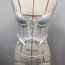 Load image into Gallery viewer, Sexy Brassiere Vest Women's Underwear Summer New Fishbone Lace Strap Design Embroideries Premium Bra and Panty Lingerie Set
