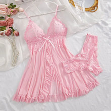 Load image into Gallery viewer, A Set Of Woman Underwear Nightgown Thong Sets Plus Size Suspender Lace Lingerie Sexy Accessories Erotic Bra Nightdress lencería
