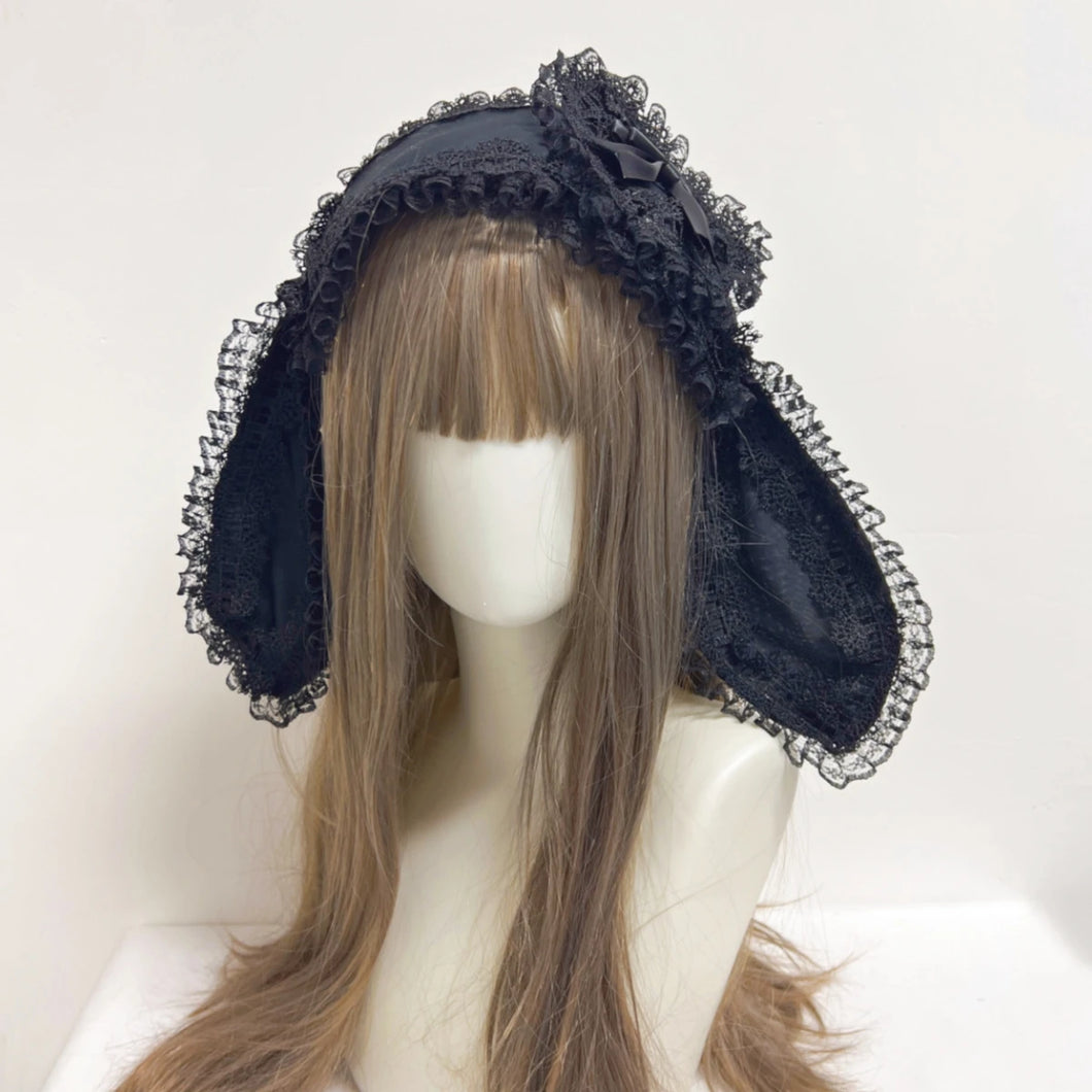Cute Rabbit Bow Lop Kawaii Lolita Headband Girl Fashion Headdress Black Red Pink Blue Lovely Headwear Cosplay Accessory