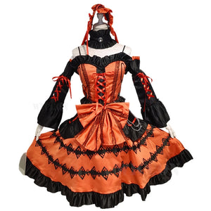 DATE A LIVE Tokisaki Kurumi Cosplay Costume Wig With Bangs Clip Ponytails Comic Con Nightmare Black Long Ponytials Wig Costumes