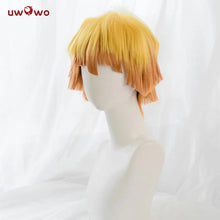 Load image into Gallery viewer, UWOWO Zenitsuu Cosplay Wig 25cm Short Yellow Orange Gradient Demonn Slaying Hair
