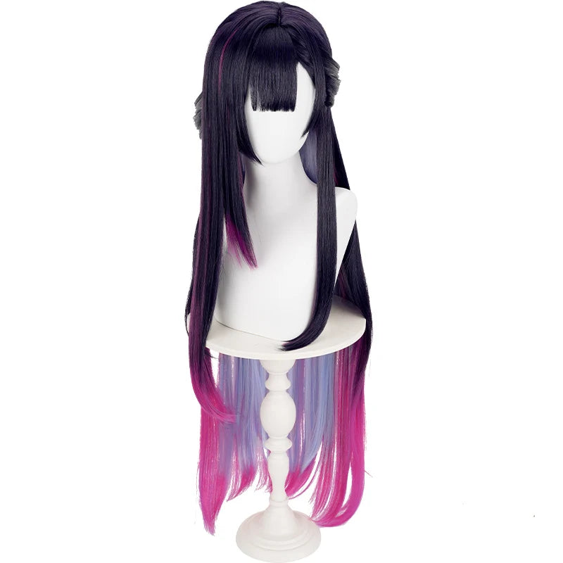UWOWO Hysile Wig Game Honkai Star Rail Hysile Cosplay Wig Helektra Cosplay Wig Long Hair Black Purple Wig  Halloween Wig