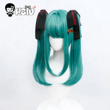 Load image into Gallery viewer, Vampire Miku Cosplay Costumes  Wig Cute Vampire Costume HSIU 45CM Blue-green double ponytail short hair Pink kawaii dress
