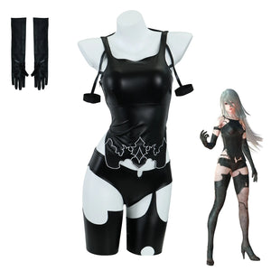 Game NieR:Automata A2 Cosplay Costume Wig Sexy Black Battle Suit For Women Girl Handsome Halloween Party A2 Role Play Outfit