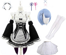 Load image into Gallery viewer, Anime Ram Rem Lolita Maid Cosplay Costumes Vestido Re:zero Kara Hajimeru Isekai Seikatsu Halloween Costumes for Women Loli Dress

