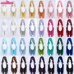 High Quality Anime 100Cm Long Staight Cosplay Wig Black White Red Pink Brown Gold Blue Blonde Purple Heat Resistant Hair Wigs