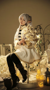HOLOUN Frieren Beyond Journey's End Anime Frieren Cosplay Costume Shawl Cloak Dress Wig Grey Ponytail Rose Net Christmas