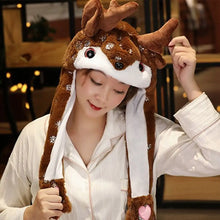 Load image into Gallery viewer, Creative Kawaii Cosplay Party  Hat  Christmas Novelty Cap Ear Moving Hat Santa Game Hat Jumping Up Cap
