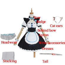 Load image into Gallery viewer, NEKOPARA Cosplay Chocola Vanilla Cosplay Maid Dress  Women Girls Full Set  Cute Lolita Halloween Party Outfits with Wig

