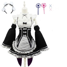 Load image into Gallery viewer, Anime Ram Rem Lolita Maid Cosplay Costumes Vestido Re:zero Kara Hajimeru Isekai Seikatsu Halloween Costumes for Women Loli Dress

