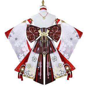 High Quality Yae Miko Cosplay Costume Uniform  Wig Anime Chinese Style Jacquard Fabric Halloween Costumes for Women Game