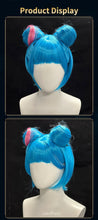 Load image into Gallery viewer, IN STOCK UWOWO Jinx Wig Gme LOL Jinx Buns Hair Arcane S2 Powder/Jinx Alternative Universe AU Cosplay wig Blue Hair
