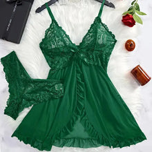 Load image into Gallery viewer, A Set Of Woman Underwear Nightgown Thong Sets Plus Size Suspender Lace Lingerie Sexy Accessories Erotic Bra Nightdress lencería
