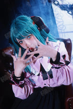 Load image into Gallery viewer, Vampire Miku Cosplay Costumes  Wig Cute Vampire Costume HSIU 45CM Blue-green double ponytail short hair Pink kawaii dress
